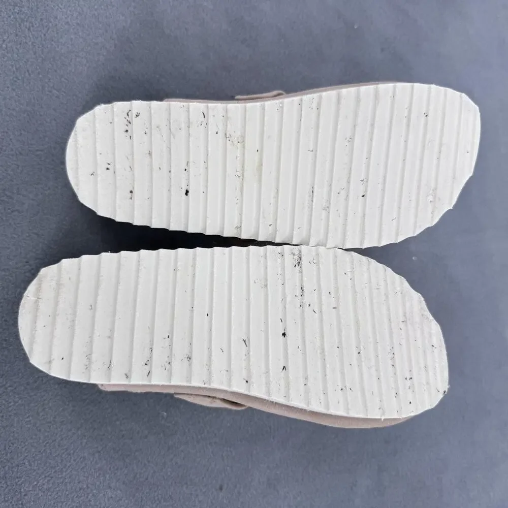Justice Clog Shoes Girls Size 13‎ Beige Flower Buckle Slip On Platform Mules